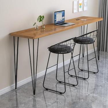 Imagem de Mesa de bar, mesa de jantar de cozinha, (banco não incluído), mesa de altura de balcão, mesa de bar estreita e longa, fácil de montar. Mesa de centro de jantar para espaço estreito, sala de