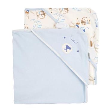 Imagem de Toalha com capuz para bebês Carter's, 2 unidades, azul/marfim
