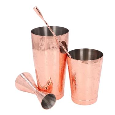 Imagem de Conjunto de misturador de bebidas com coqueteleira Martini, conjunto profissional de shakers Boston, conjunto coqueteleira Boston multifuncional em aço inoxidável 304 com estampa (Type 4)