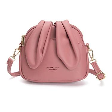 Imagem de NICOLE & DORIS Bolsas pequenas femininas fofas a tiracolo bolsa de ombro de coelho bolsa carteiro de couro PU para meninas, rosa, Large
