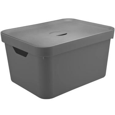 Imagem de Kit 2 Caixas Organizadoras 32 Litros Tampa Cesto Brinquedos