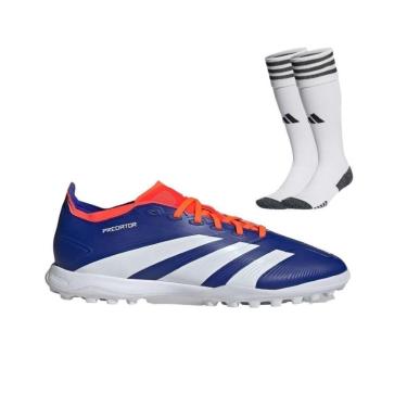 Imagem de Chuteira Society Adidas Predator League 24 Low + Meião Adidas Branco-Masculino