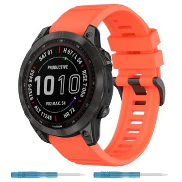 Imagem de Nacorulu Pulseira de silicone compatível com Garmin Fenix 5/Fenix 6/Fenix 7, 22 mm para Fenix 5 Plus/Fenix 6 Pro/Fenix 7 Pro/Forerunner 935 (laranja)