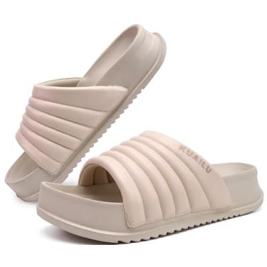 Imagem de KuaiLu Sandálias femininas com suporte de arco ortopédicas confortáveis e leves para recuperação de almofada, sandálias femininas casuais de couro para fascite plantar para uso interno e externo