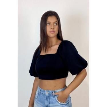 Imagem de BLUSA DECOTE QUADRADO MANGA BUFANTE PRETA REF: 00315 10 MORENA ROSA-Feminino