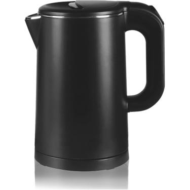 Imagem de Chaleira elétrica de fervura silenciosa, aço inoxidável, 1000 W, fervura rápida de 0,8 litros, desligamento automático, chaleira de café/preta, preta