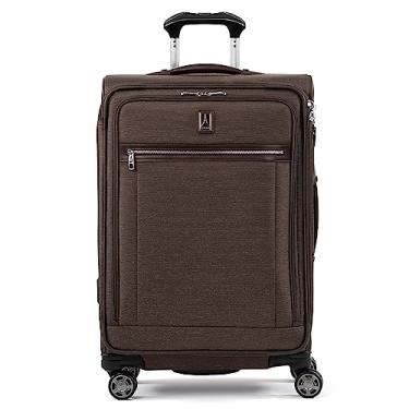 Imagem de Travelpro Platinum Elite Mala de roda giratória expansível Softside, Expresso rico, Checked-Medium 25-Inch, Platinum Elite Mala com rodas expansíveis Softside