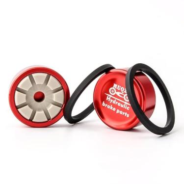 Imagem de Yutuing Kits de pistões de freio a disco hidráulico de bicicleta, para pinça Shimano SLX XT XTR, liga de alumínio, acessórios não cerâmicos, pacote com 2 pistões para um serviço de pinça (vermelho)