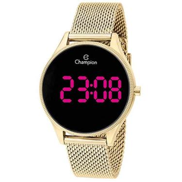 Imagem de Relógio Feminino Dourado Champion Digital Led Roxo Original