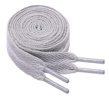 Imagem de ANNISHER 2 pares de cadarços planos para tênis, cadarços atléticos coloridos, cordas de botas para crianças e adultos, Cinza, 55inch(140cm)