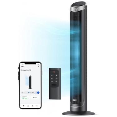 Imagem de Ventilador de Torre Oscilante e Silencioso com Controle Remoto e Temporizador, 110V 45W, Dreo Smart, Preto e Prata
