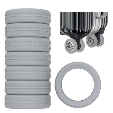 Imagem de AWINNER Pacote com 8 capas de roda de bagagem, capas protetoras de silicone para a maioria das 8 malas de rodas giratórias ou rodízios de cadeira de escritório, duráveis, silenciosas e com absorção de