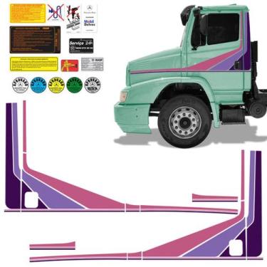 Imagem de Faixa Caminhão Mercedes Benz 1620 Adesivo Lateral Roxo/Rosa - SPORTINO