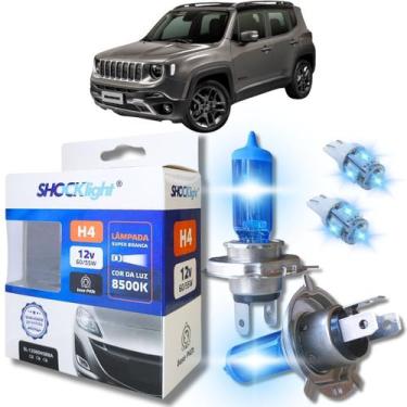Imagem de Kit par lâmpadas super branca conector h4 8500k shocklight + par leds 