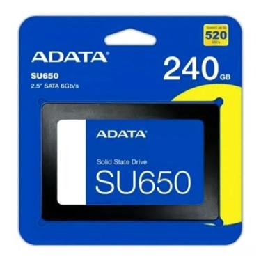 Imagem de SSD 240GB Adata SU650, SATA III, 2.5, Leitura: 520MB/s e Gravação: 450