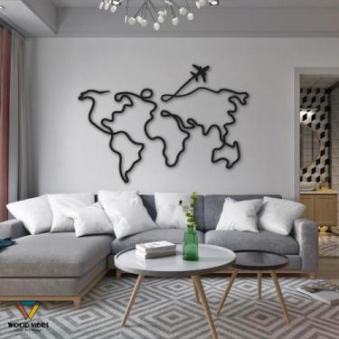 Imagem de Painel Mapa Mundi em MDF cortado a laser, para decoração de ambientes 