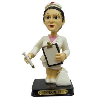 Imagem de Boneco Profissional Enfermeira Miniatura Decoração 14cm - Zona Livre