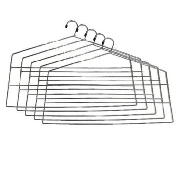 Imagem de Kit 5 Cabides Para Calças Triplo Organizador Reforçado Aço Cromado - V