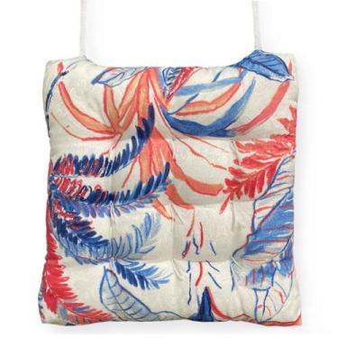 Imagem de Almofada Para Cadeira Futton Wendy 40x40cm Folhas Azul Vermelho - FAST