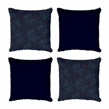 Imagem de Kit 4 Capas De Almofadas Decorativa Floral Preto - Core Decore