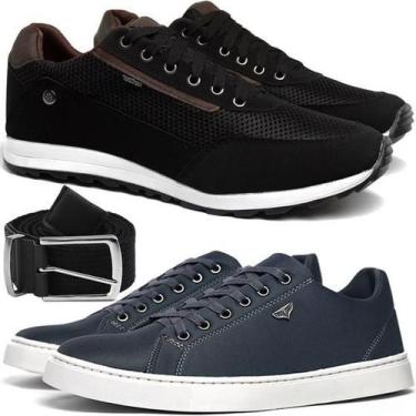 Imagem de Kit Tênis Masculino Sapatênis Casual Preto Tênis Masculino Skateboard 