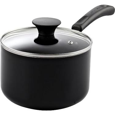 Imagem de Cook N Home Panela antiaderente com tampa de vidro de 3 litros, panela multiuso utensílios de cozinha, preta, alumínio