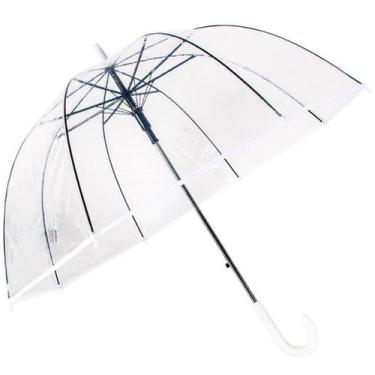 Imagem de Guarda Chuva Automático Com Cabo Curvo Sombrinha Transparente E Branca