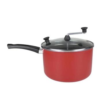 Imagem de Pipoqueira Antiaderente Com Tampa de Vidro - Dona Chefa, Vermelho