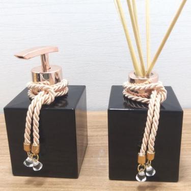 Imagem de Kit Para Lavabo Aromatizador Difusor Porta Sabonete Líquido Saboneteir