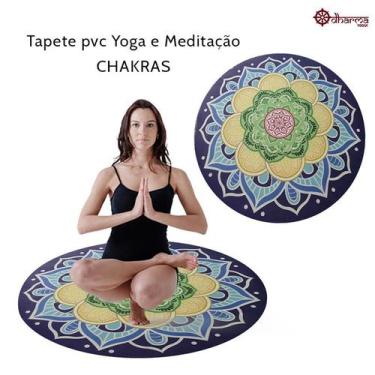 Imagem de Tapete Yoga e Meditação PVC Mandala Chakras Redondo - Dharma Yogui