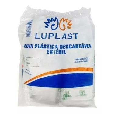 Imagem de Luva Luplast Plástica Natural Sem Pó - 100 Unidades, Ajustável