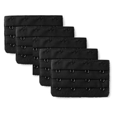Imagem de Allegra K 5 peças pretas 4 fileiras de gancho e fita extensora de sutiã