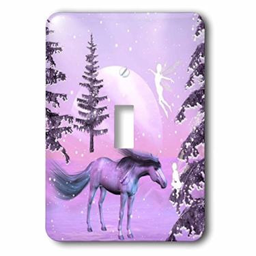 Imagem de 3dRose lsp_202479_1"Fadas de cavalo e inverno com interruptor simples céu roxo, multicolorido