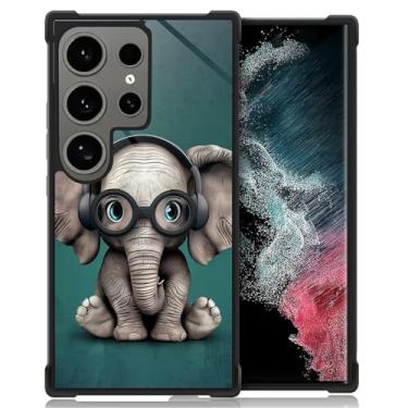 Imagem de Goodsprout Capa compatível com Samsung Galaxy S24 Ultra, com fones de ouvido fofo pequeno elefante incrível design à prova de choque anti-arranhões capa traseira rígida PC para Samsung Galaxy S24