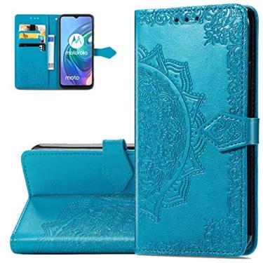 Imagem de Monwutong Capa carteira para Motorola G30, capa para Moto G20, capa para Moto G10, capa flip de couro PU em relevo mandala com fecho magnético e compartimentos para cartões de dinheiro para Moto