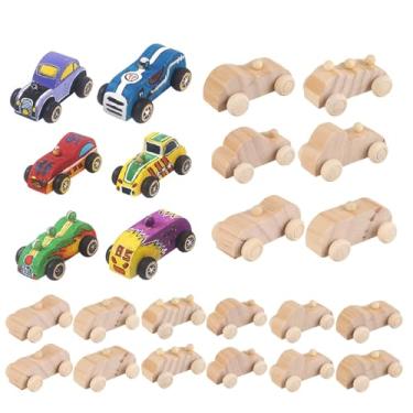 Imagem de JMIATRY 24 Packs Wooden Cars to Paint Unfinished Wooden Cars for Craft Cars DIY Wood Car for Handcraft Projects