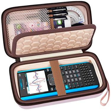 Imagem de Capa compatível com Texas Instruments TI-Nspire CX II/TI Nspire CX/TI-NSPIRE CX-II T CAS/para calculadora gráfica colorida TI-84 Plus/TI-83 Plus CE, suporte de armazenamento - rosa (apenas caixa)