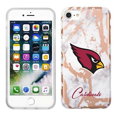 Imagem de Prime Brands Group Capa de celular para Apple iPhone 8/7/6S licenciada pela NFL Arizona Cardinals, mármore ouro branco e rosa