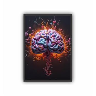 Imagem de Quadro Decorativo Psicologia Cerebro 95 Moldura Preta (45x33)
