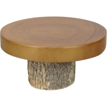 Imagem de PRATO PARA DOCES HOME&CO COM PÉ MADEIRA 11x22x22cm NATURAL BOLEIRA