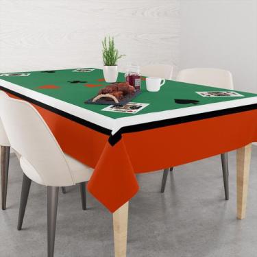 Imagem de Toalha De Mesa Retangular 6 Lugares Tecido Oxford Naipes Poker Moldura