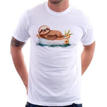 Imagem de Camiseta Ursinho Panda Relaxando Na Piscina - Foca na Moda, Branco, GG