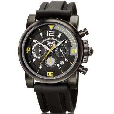 Imagem de Relógio Everlast Masculino Silicone A Prova D'Agua Moderno, Preto, Úni