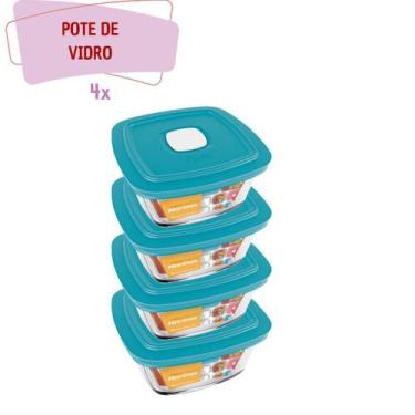 Imagem de kit 4 Pote de Vidro Quadrado Facilita Vap Com Tampa 1 Litro - NADIR FI