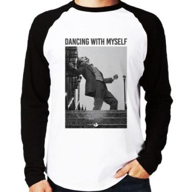 Imagem de Camiseta Raglan Dancing with myself Manga Longa - Foca na Moda, Branco