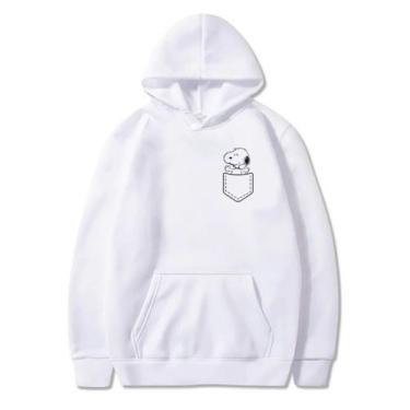 Imagem de Moletom Canguru Com Estampa Snoopy Bolsinho Blusa De Frio Unissex. - S