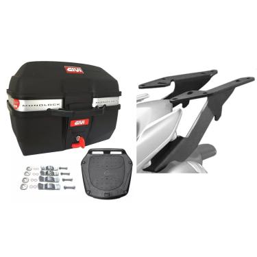 Imagem de Kit Baú Moto 27L Monolock Traffic E-27M + Bagageiro Scam Lander 250 Xtz 250 2019 Em Diante