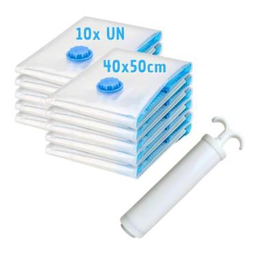 Imagem de Kit 10 Sacos À Vácuo Organizador Vacuum Bag 40x50cm + Bomba - Top Útil