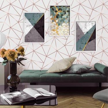 Imagem de Papel de Parede Autocolante Geométrico Fendi Zara Rose Fundo Off White