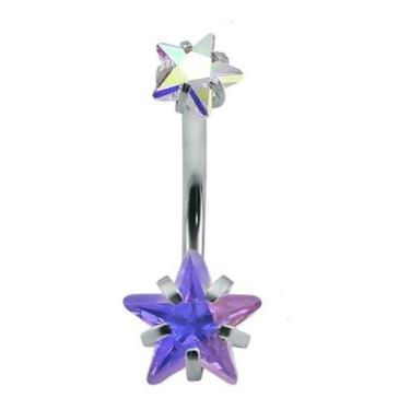 Imagem de Piercing De Umbigo Prata 2 Estrela Aço Cirúrgico Zircônia - DeCastro j